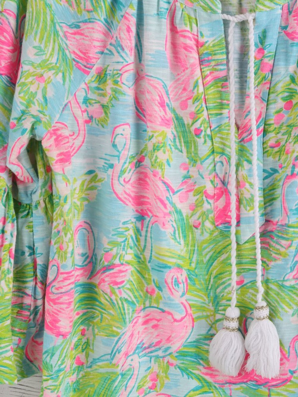 Lilly Pultzer Floridita Stretch Tunic Top "Flamingo Del Lago" Size Large - Picture 2 of 7